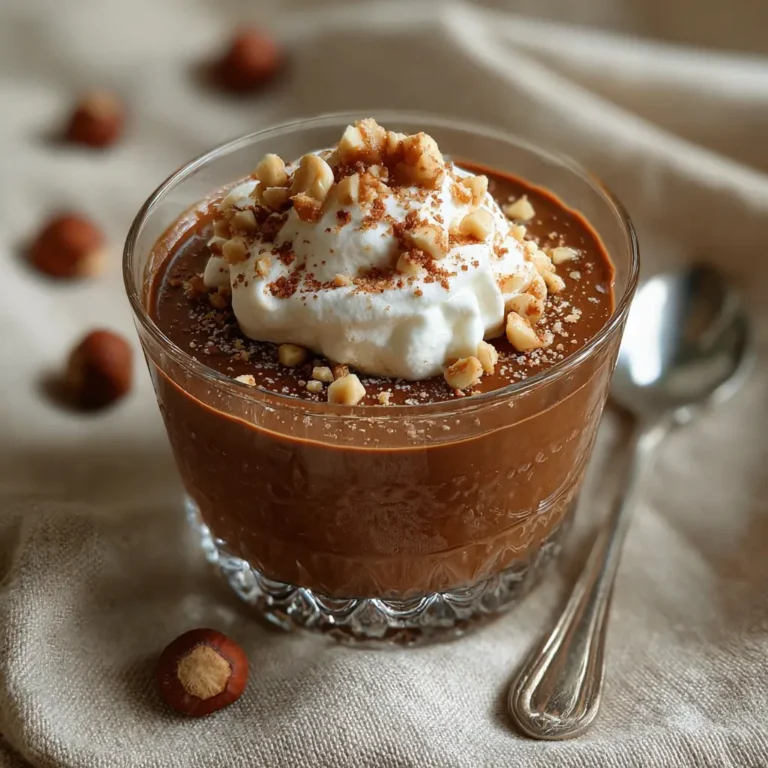gianduja budino with whipped cream and hazelnuts